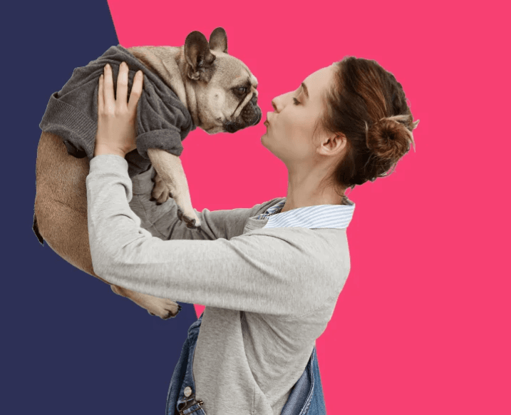 Pet parent bonding with their dog